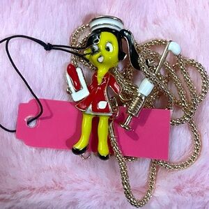 Betsey Johnson Red Nurse/ Needle Pendant Necklace